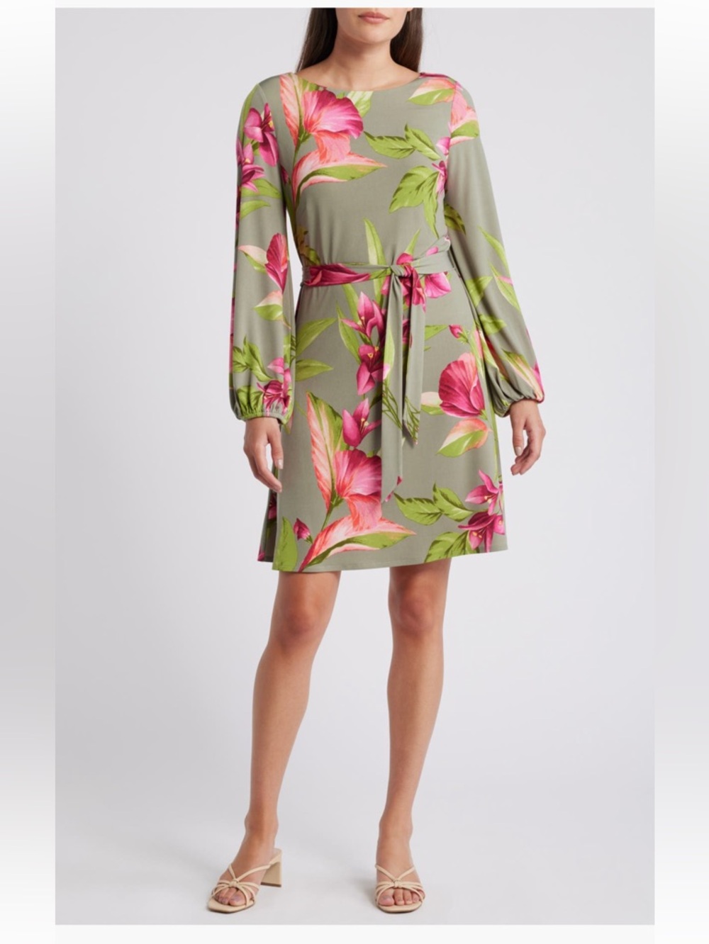 Tommy Bahama Lavish Blooms Long Sleeve Minidress floral tropical dress large NWT